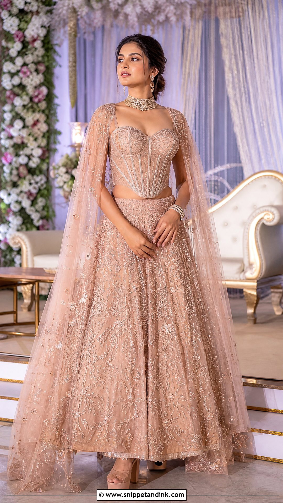 Indo Western Corset Top With Lehenga Skirt - Snippet and Ink - 25 Indo Western Bridal Sangeet Outfit Ideas