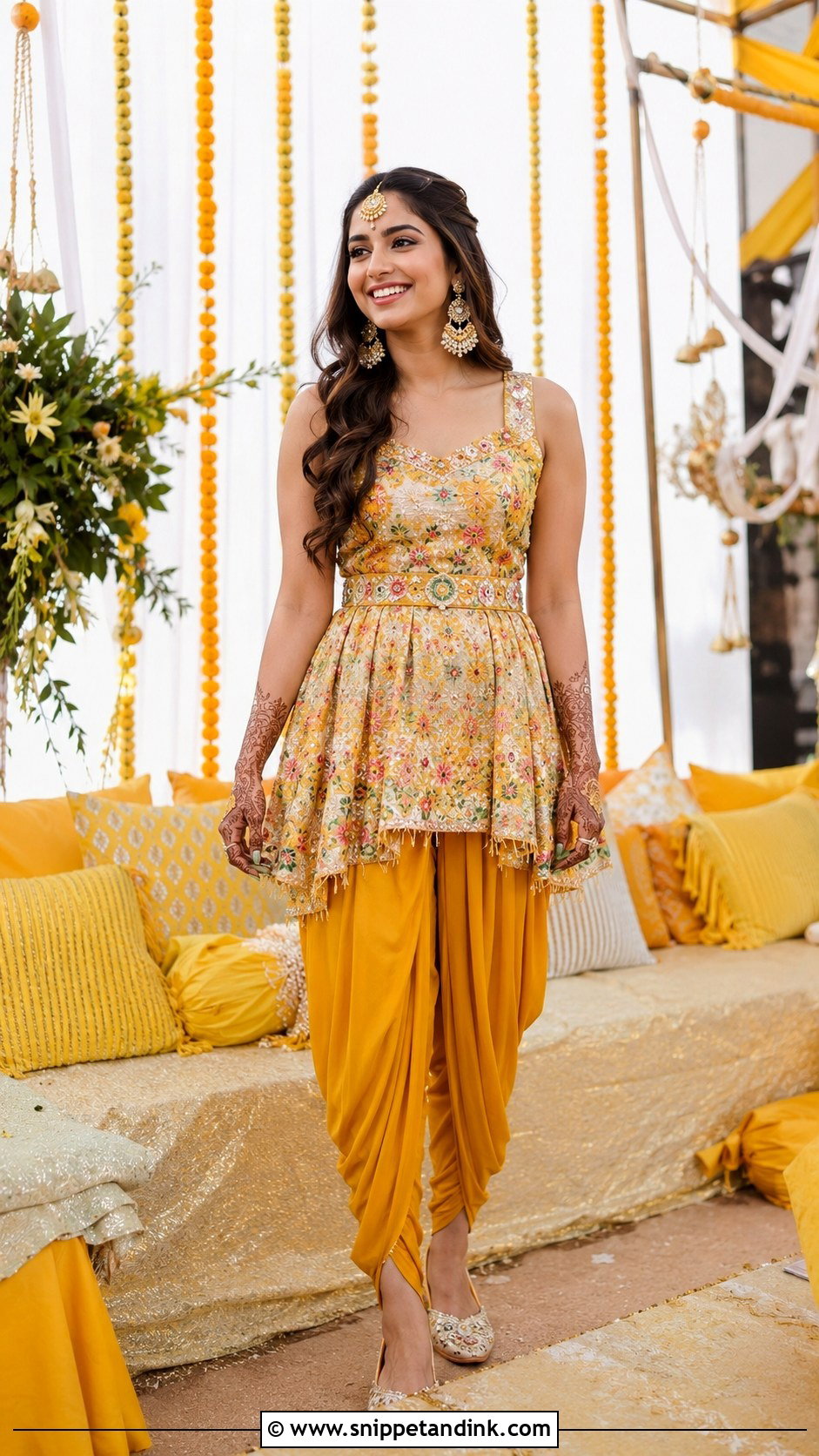 Indo Western Dhoti Mehandi Outfit - Snippet and Ink - 25 Indian Bridal Mehandi Outfits Brides