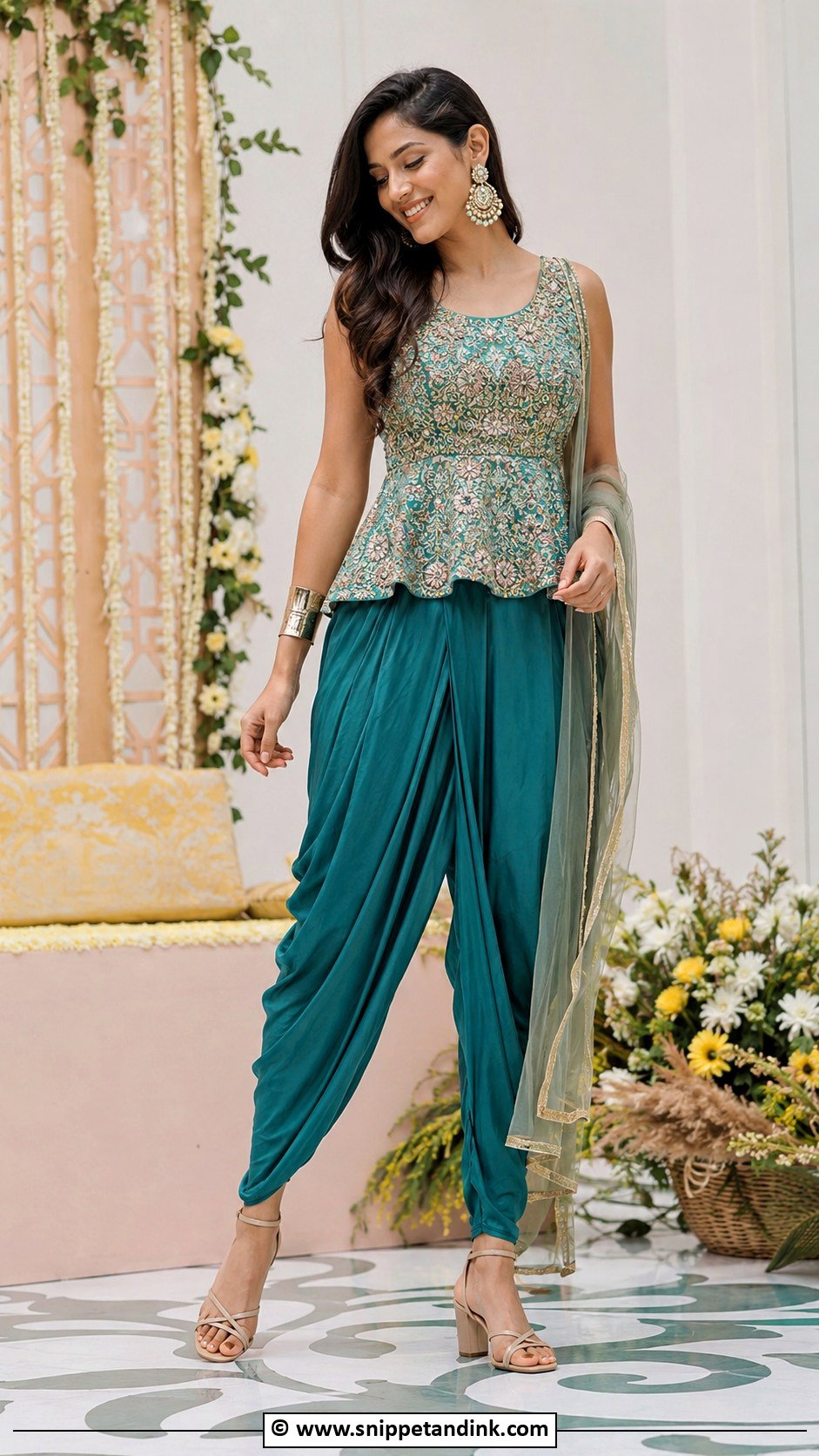 Indo Western Dhoti Mehendi Outfit For Sister - Snippet and Ink - 30 Mehendi Outfits Sisters