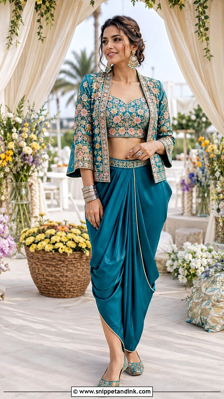 Indo Western Dhoti Mehendi Outfit - Snippet and Ink - 30 Mehendi Dress Outfits