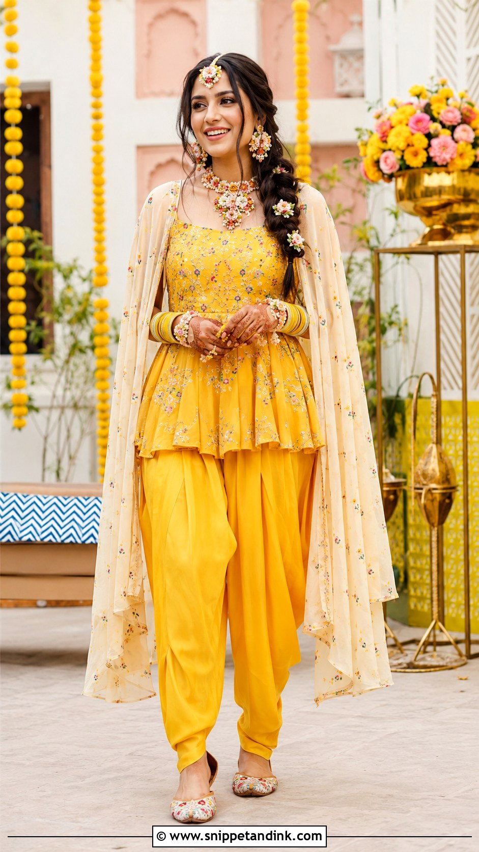 Indo Western Dhoti Set For Haldi - Snippet and Ink - 25 Modern Indian Wedding Outfits Sisters