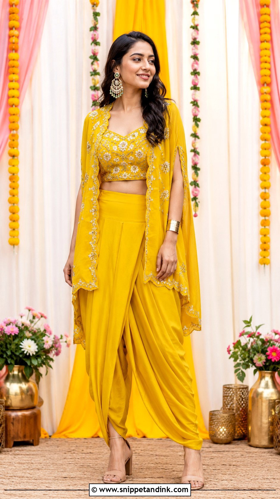 Indo Western Dhoti Set For Mehndi Function - Snippet and Ink - 25 Mehndi Function Dress Ideas