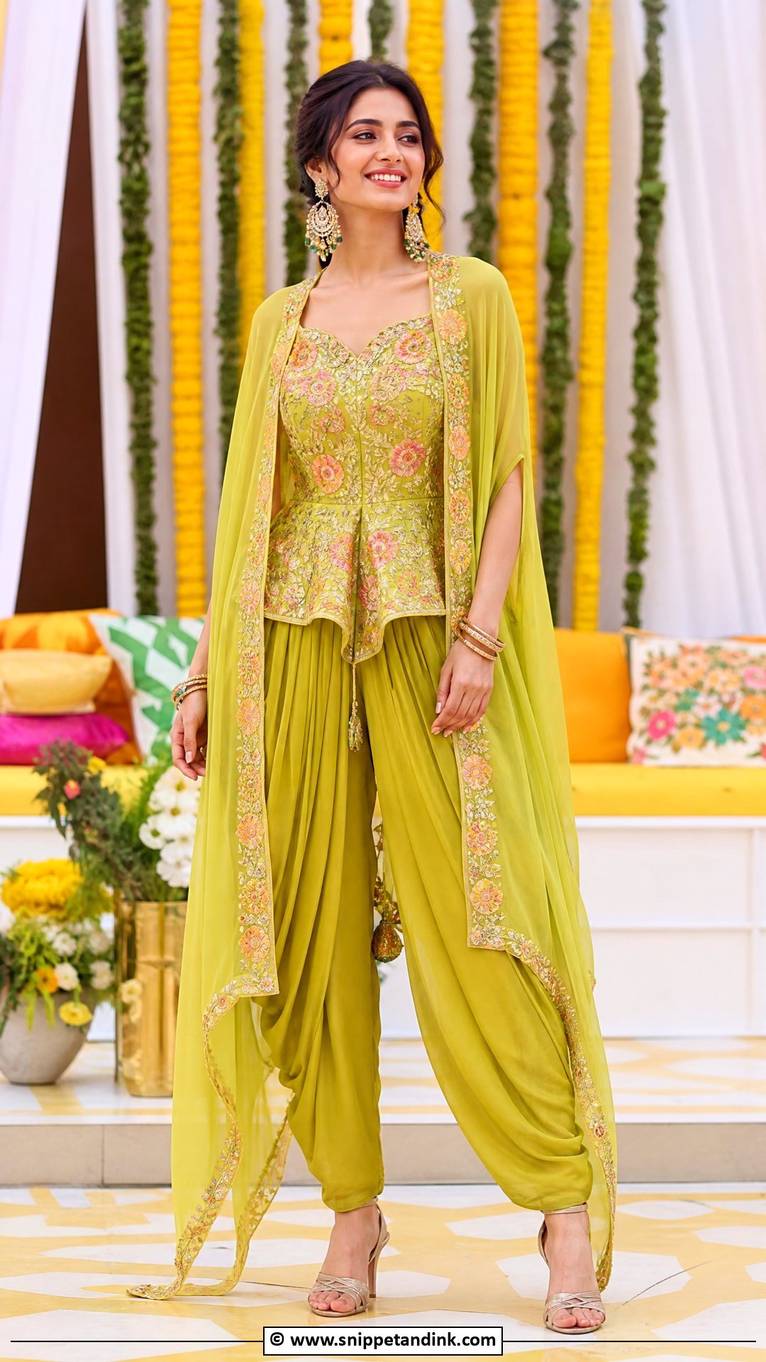 Indo Western Dhoti Set - Snippet and Ink - 35 Mehndi Dress Ideas