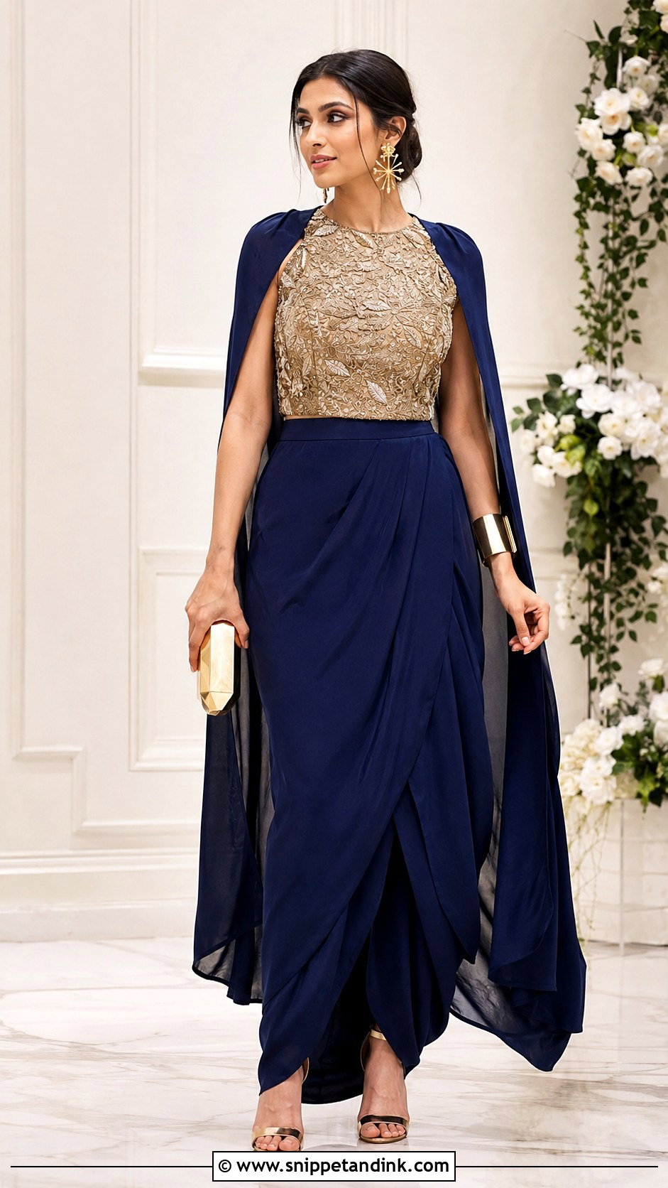 Indo Western Draped Skirt Wedding Outfit - Snippet and Ink - 20 Ethnic Wedding Outfits