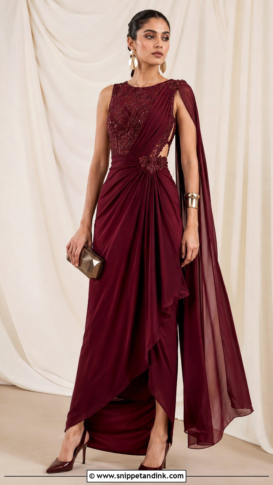 Indo Western Draped Wedding Gown - Snippet and Ink - 20 Designer Indian Wedding Dresses