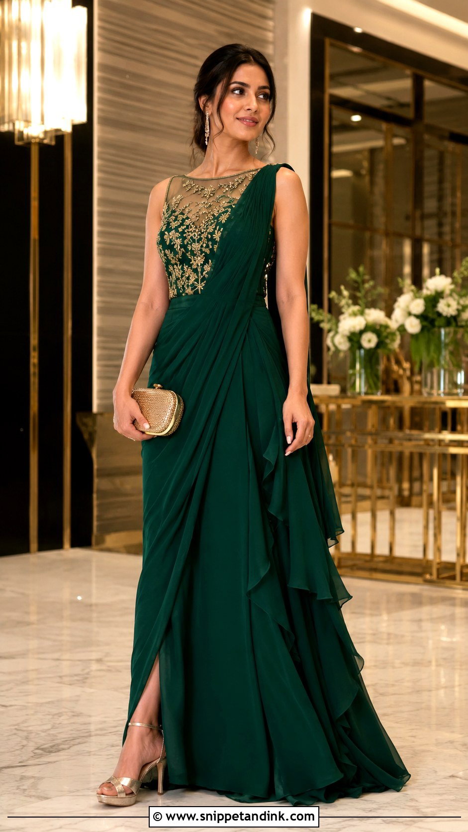 Indo Western Gown For Cocktail - Snippet and Ink - 25 Indian Friends Wedding Outfit Ideas