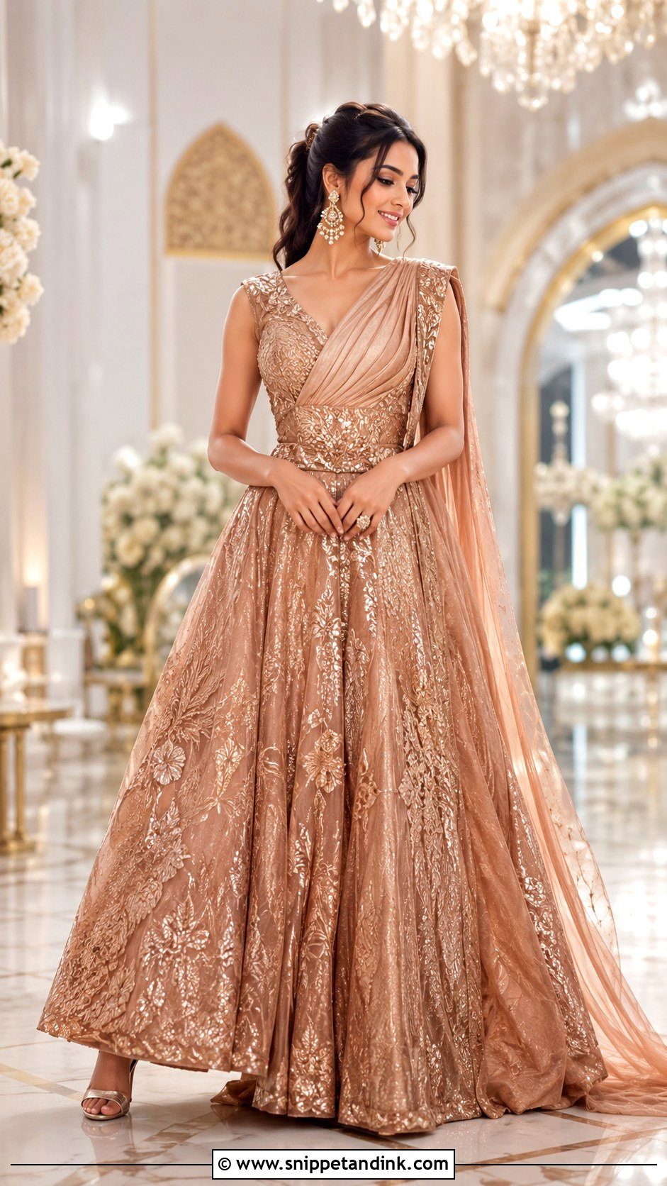 Indo Western Gown Sangeet Outfit - Snippet and Ink - 25 Bridal Sangeet Outfits