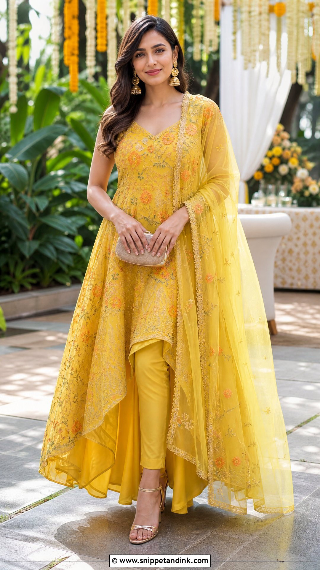 Indo Western High Low Dress With Dupatta - Snippet and Ink - 25 Indo Western Party Wear Dress Indian Weddings Ideas