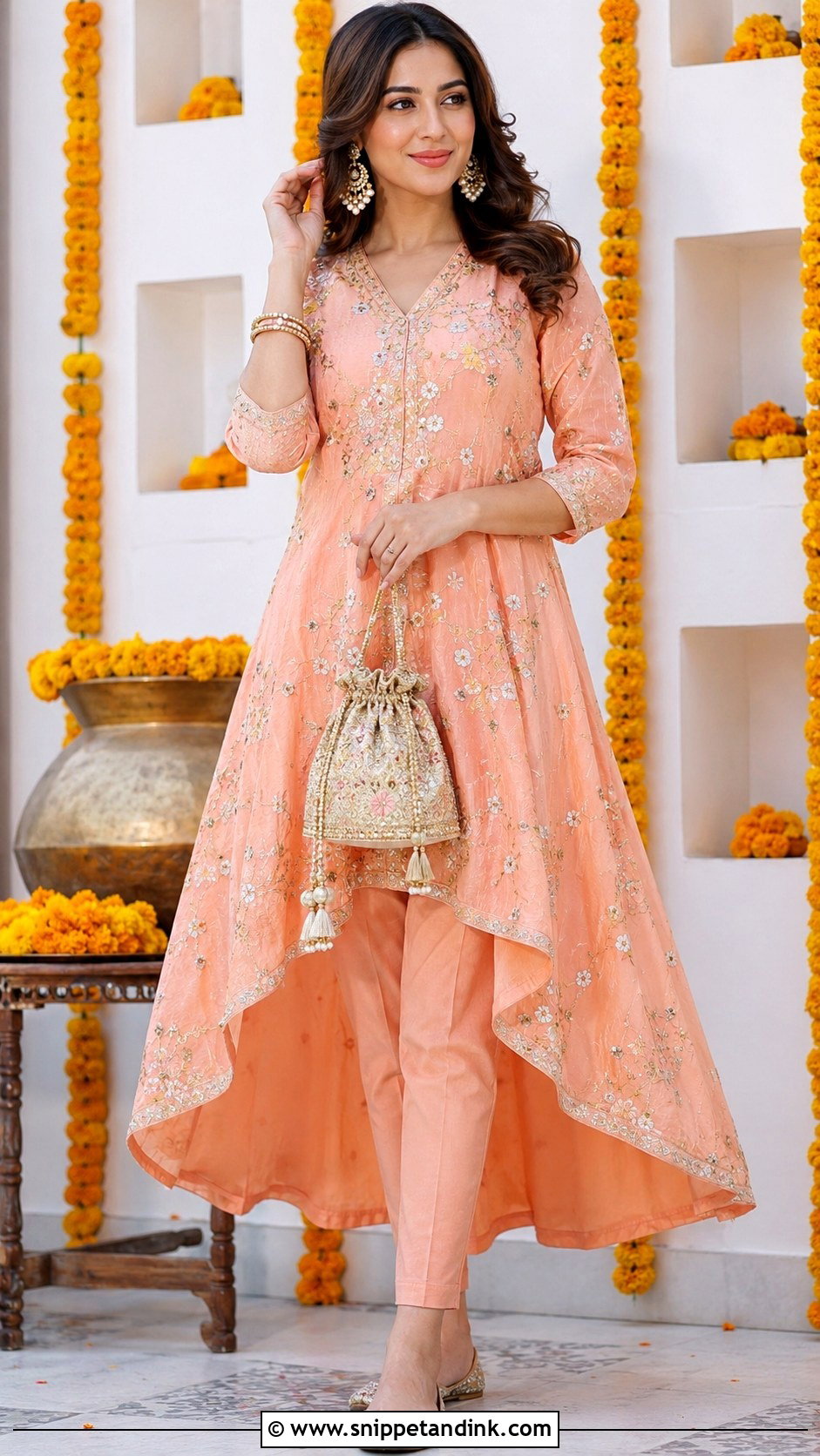 Indo Western High Low Kurta Dress - Snippet and Ink - 25 Indo Western Dress for Wedding Ideas