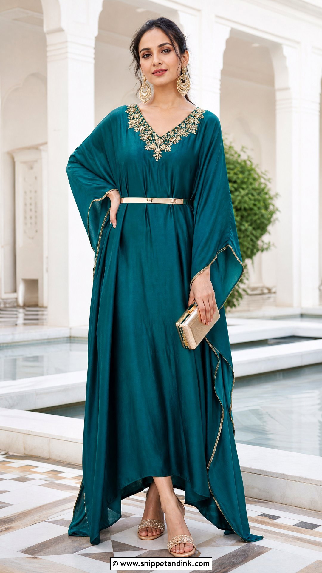 Indo Western Kaftan Dress With Belt - Snippet and Ink - 25 Indo Western Party Wear Dress Indian Weddings Ideas