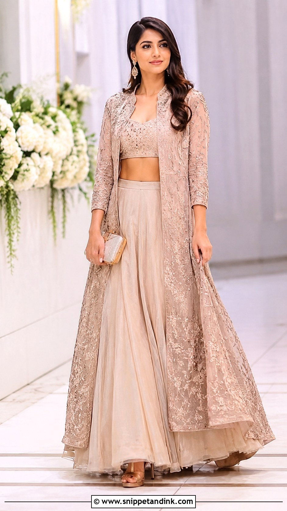 Indo Western Lehenga With Long Jacket Outfit - Snippet and Ink - 30 Indo Western Wedding Outfits