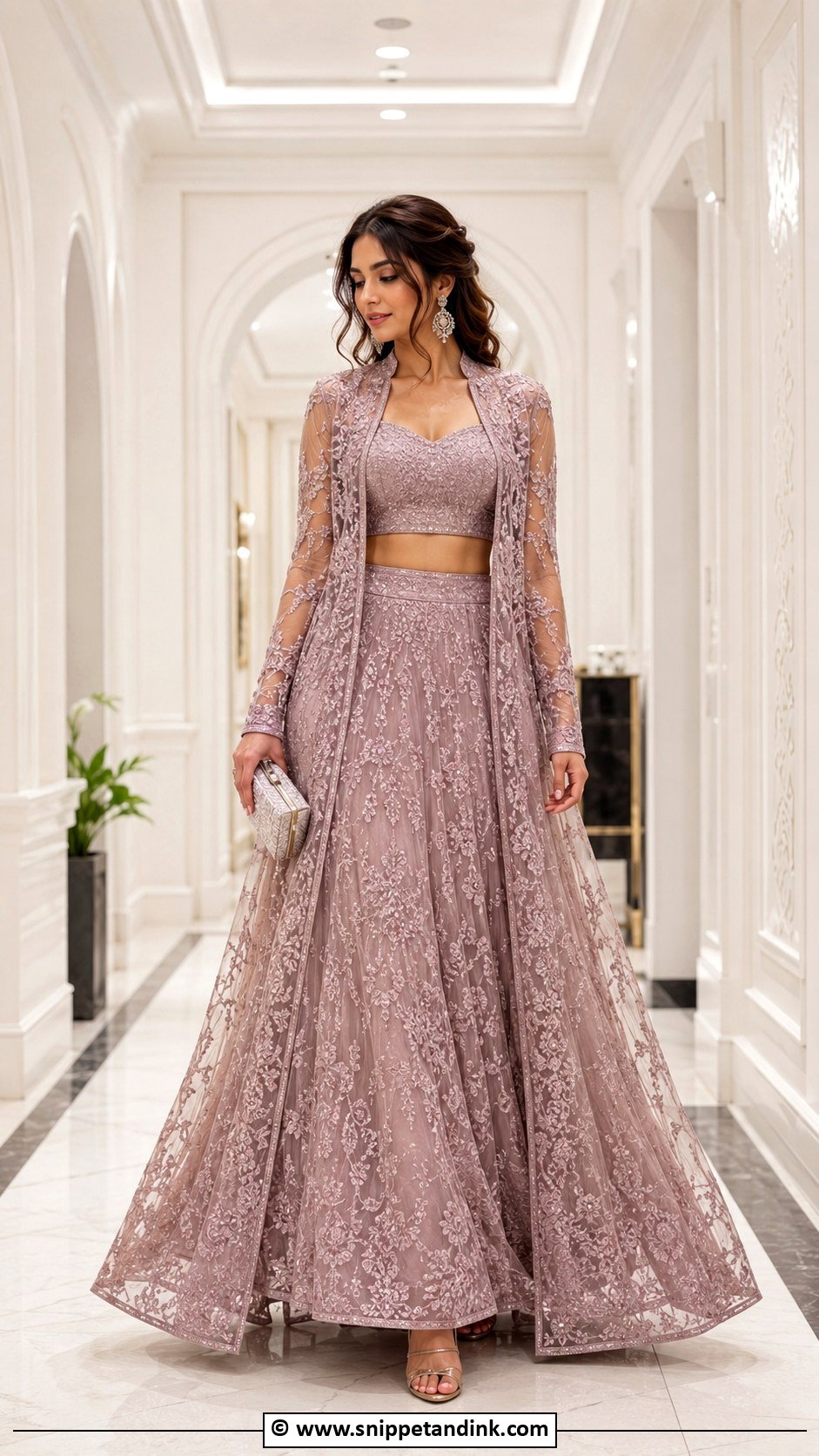 Indo Western Lehenga With Long Jacket - Snippet and Ink - 25 Indo Western Outfits for Women Wedding