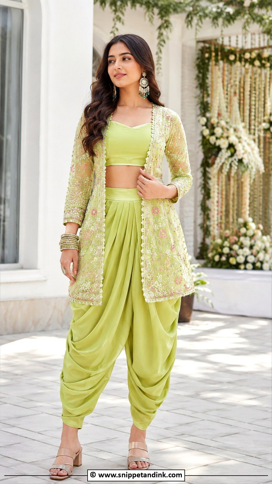 Indo Western Mehandi Dhoti Set - Snippet and Ink - 30 Mehandi Dress Ideas