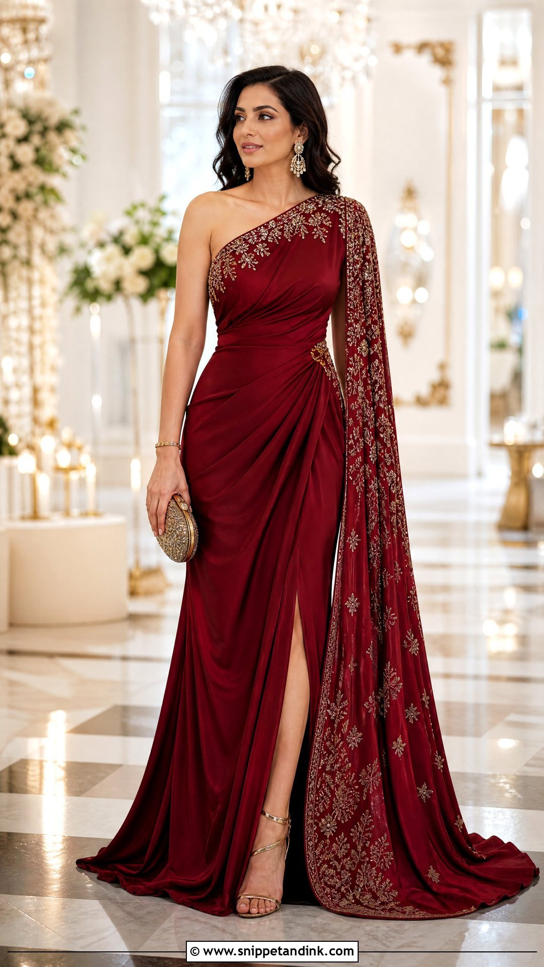 Indo Western One Shoulder Gown - Snippet and Ink - 25 Indo Western Party Wear Dress Indian Weddings Ideas
