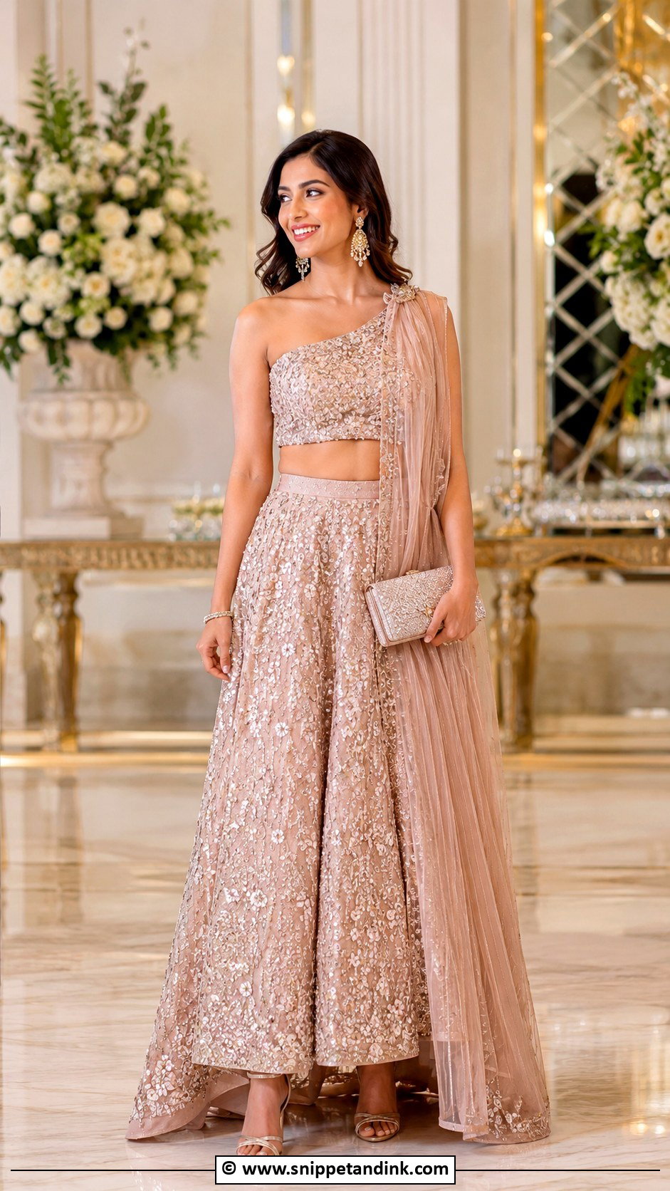 Indo Western One Shoulder Lehenga - Snippet and Ink - 25 Indo Western Outfits for Women Wedding