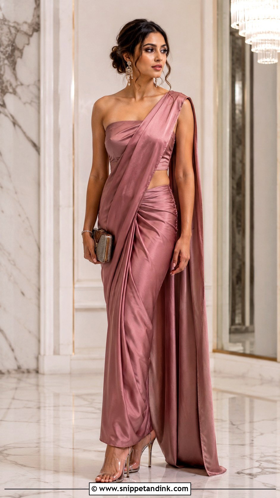 Indo Western One Shoulder Saree Outfit - Snippet and Ink - 30 Indo Western Wedding Outfits