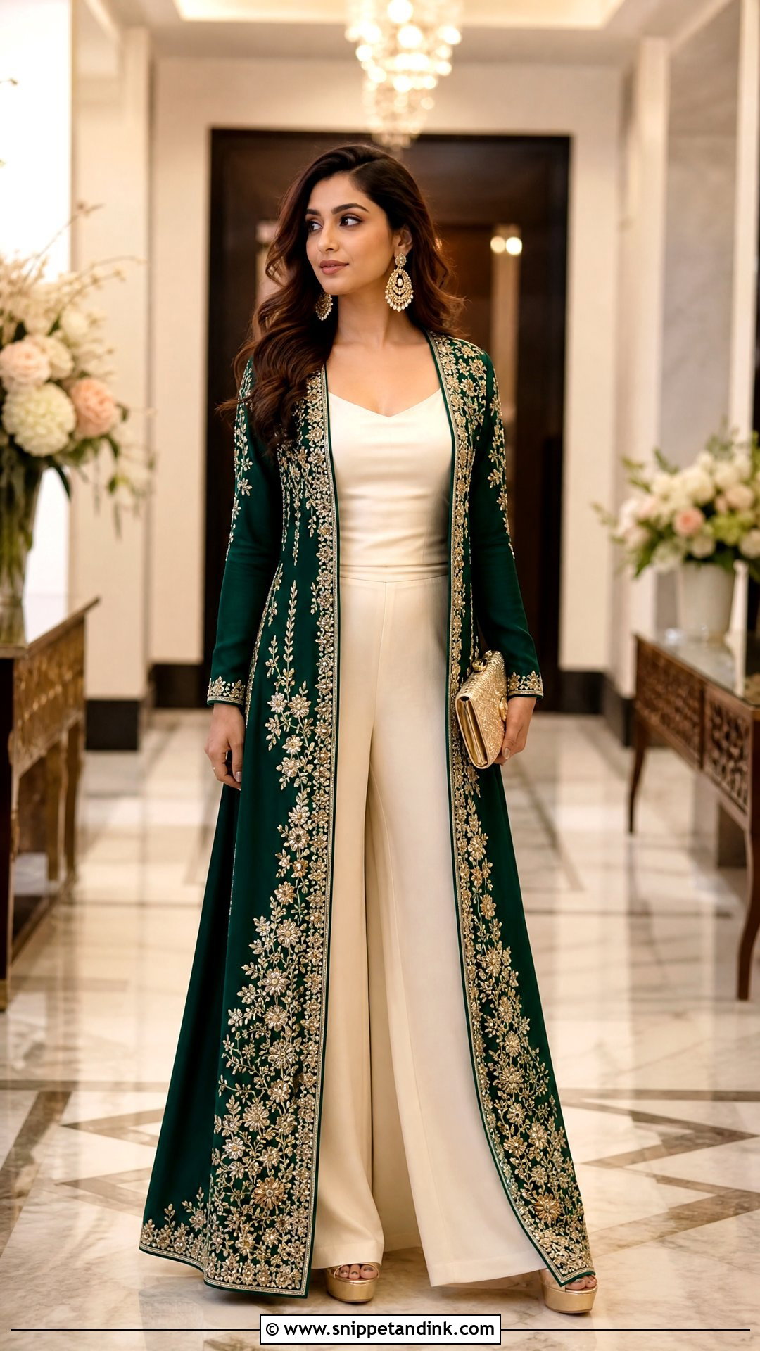 Indo Western Palazzo Pants And Long Jacket - Snippet and Ink - 25 Indo Western Party Wear Dress Indian Weddings Ideas