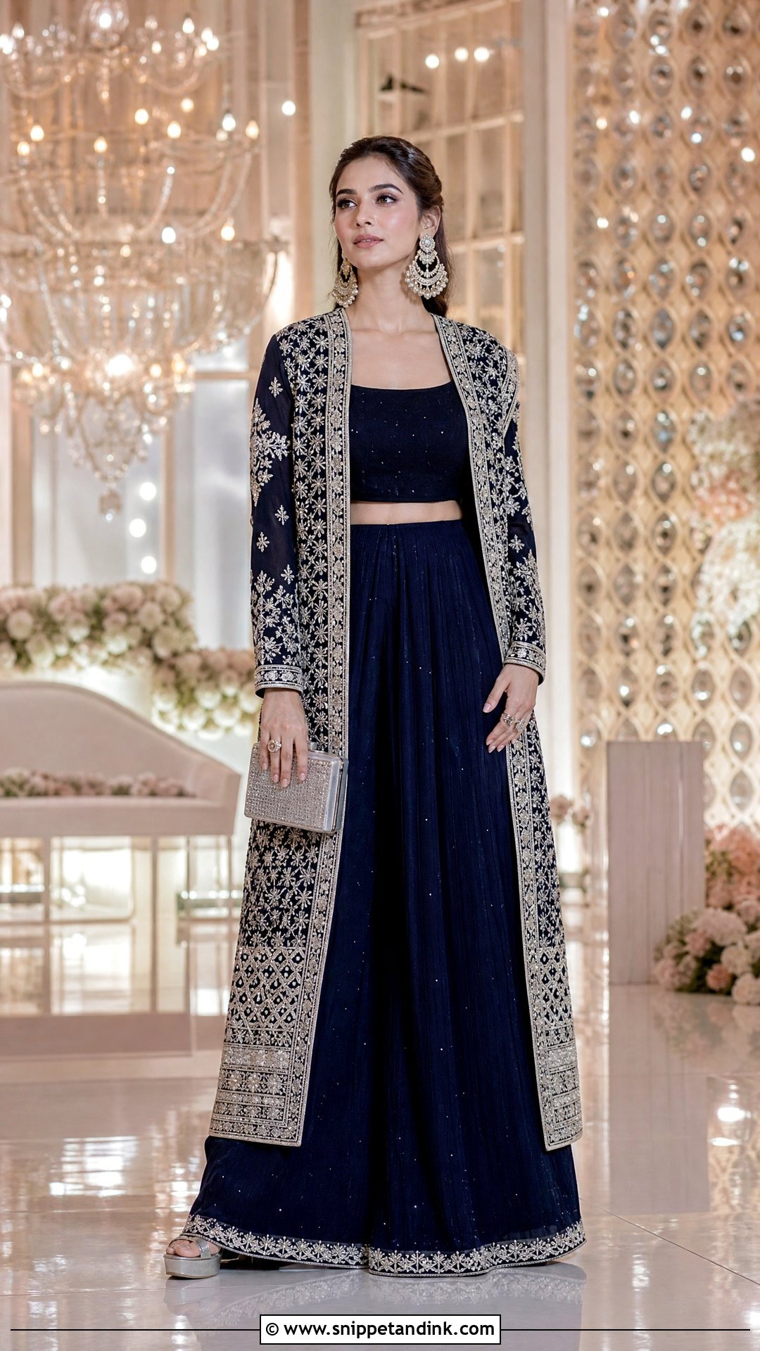 Indo Western Palazzo Set With Long Jacket - Snippet and Ink - 25 Indo Western Bridal Sangeet Outfit Ideas