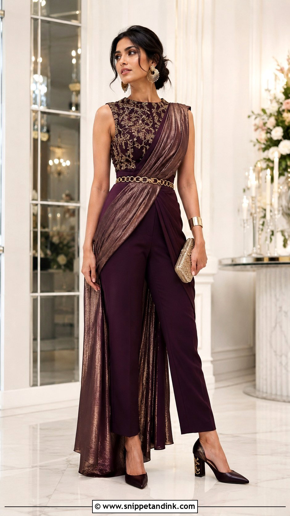 Indo Western Pant Saree Outfit - Snippet and Ink - 20 Indian Siders Wedding Outfits