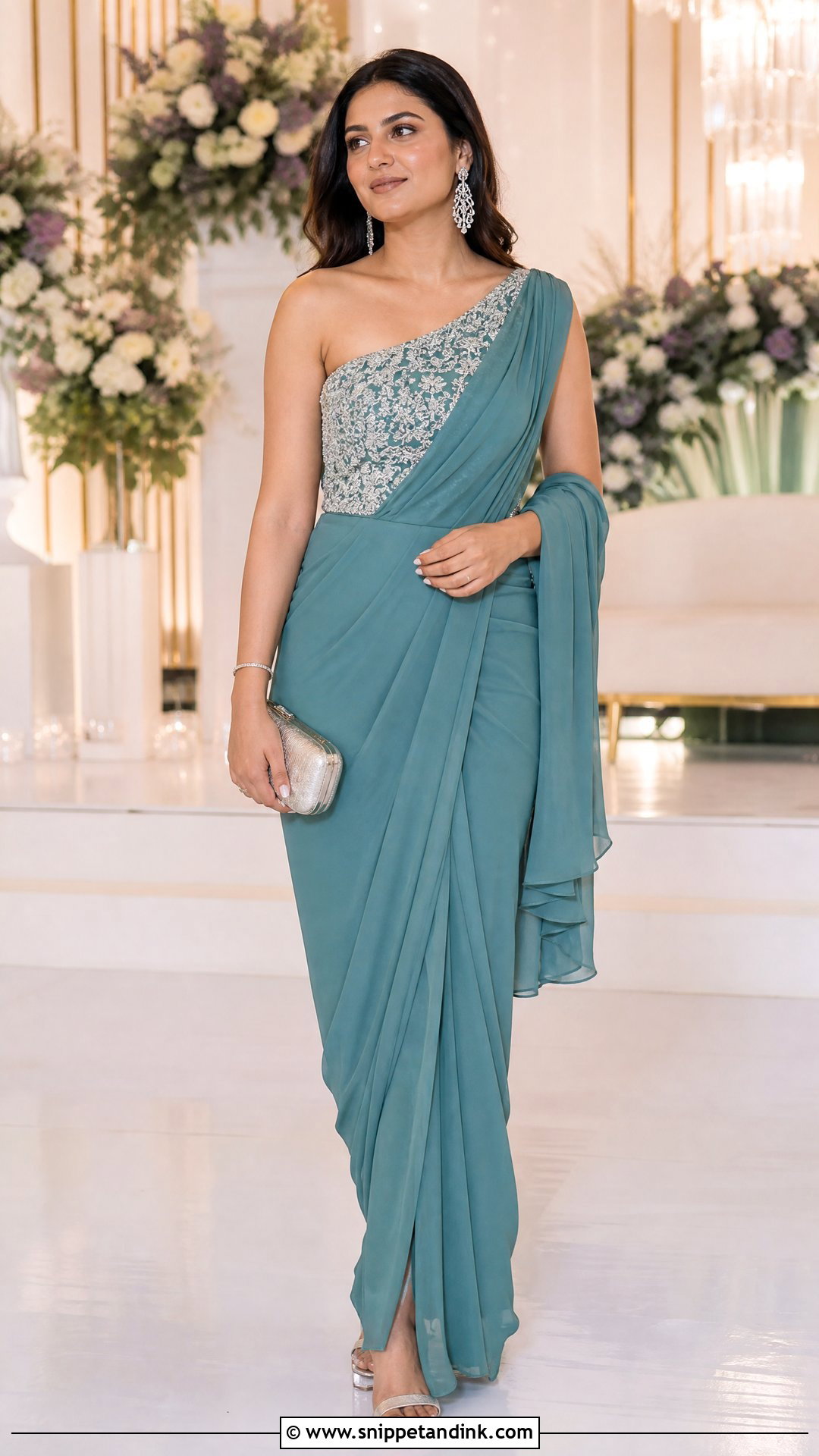 Indo Western Pre Draped Saree Dress - Snippet and Ink - 25 Indo Western Party Wear Dress Indian Weddings Ideas