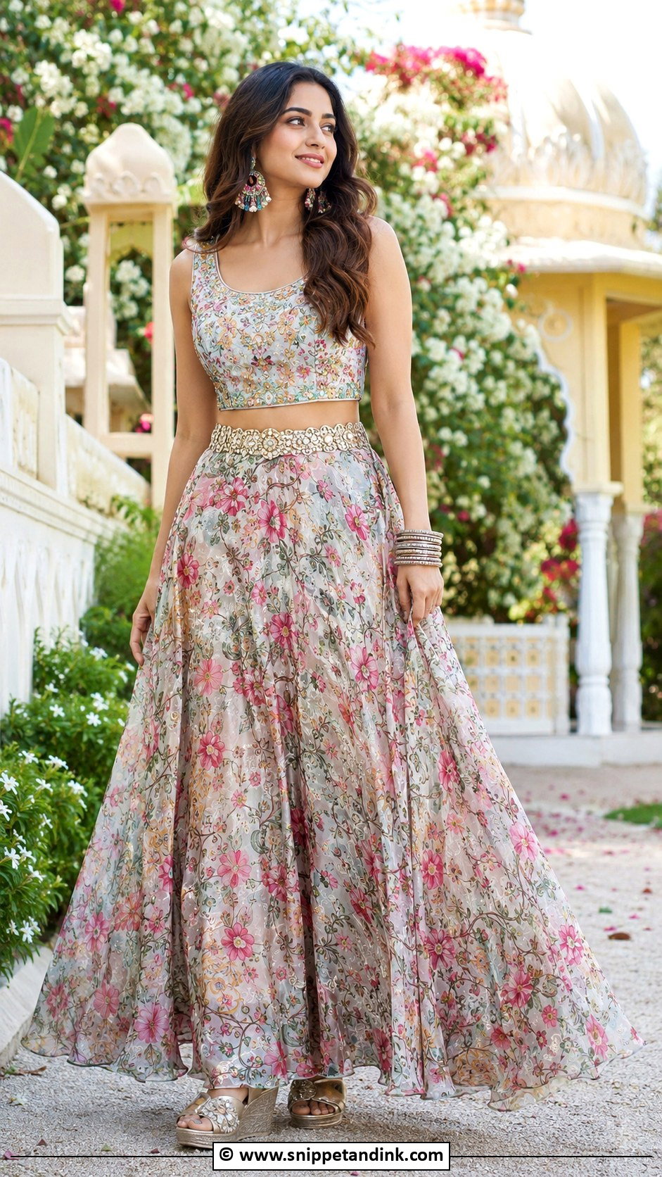 Indo Western Printed Lehenga With Top - Snippet and Ink - 25 Indo Western Outfits for Women Wedding
