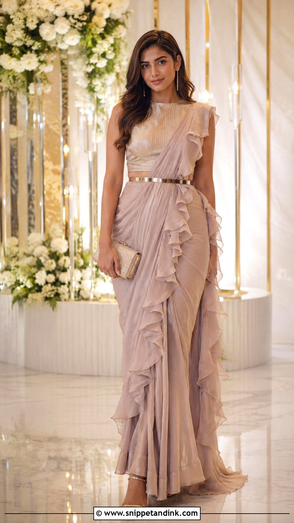 Indo Western Ruffle Saree Outfit - Snippet and Ink - 30 Indo Western Wedding Outfits