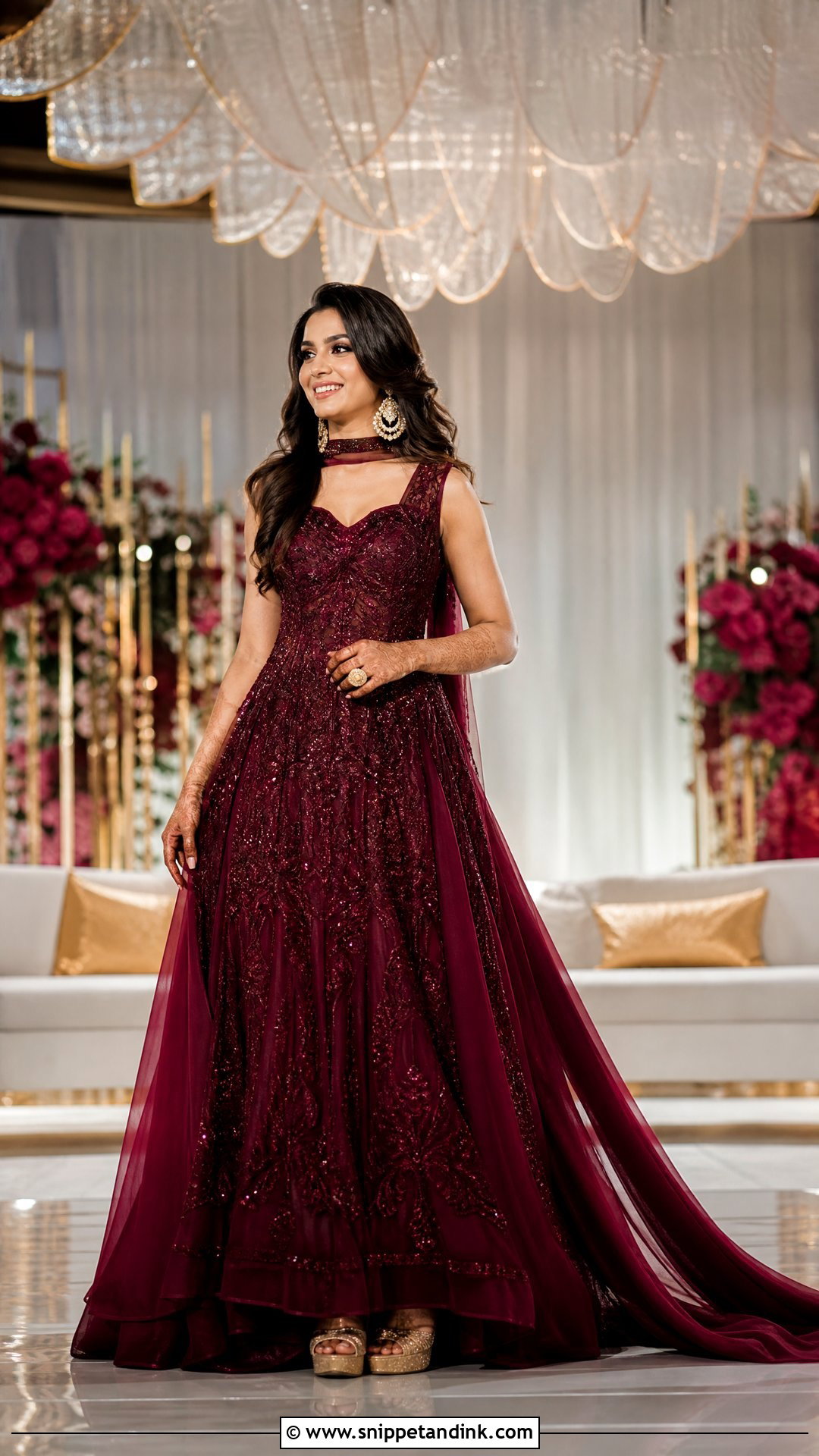 Indo Western Sangeet Gown - Snippet and Ink - 20 Sangeet Outfit Ideas for Bride