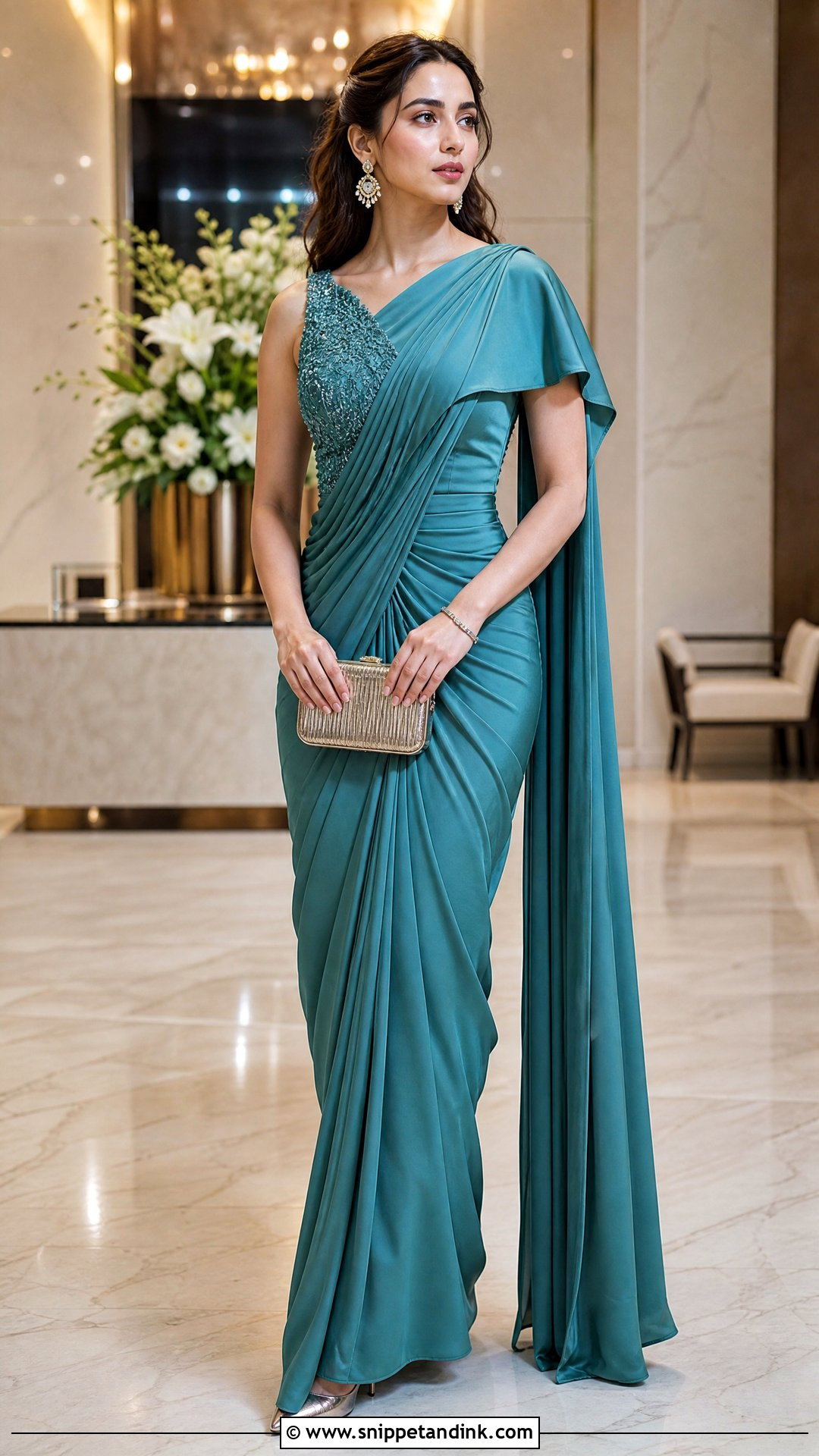 Indo Western Saree Gown Outfit for Sister - Snippet and Ink - 20 Sister Marriage Outfit for Sister Ideas