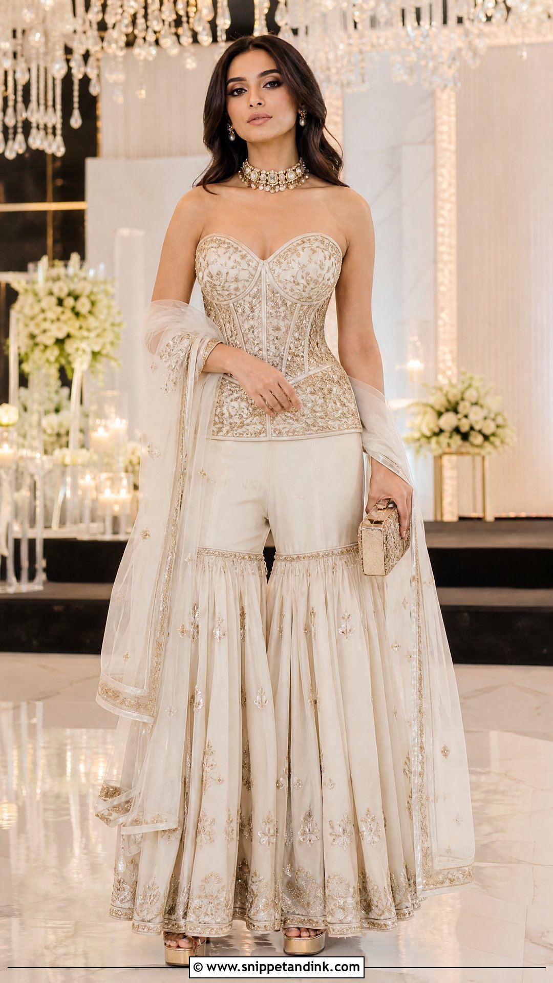 Indo Western Sharara And Corset Top - Snippet and Ink - 25 Indo Western Party Wear Dress Indian Weddings Ideas