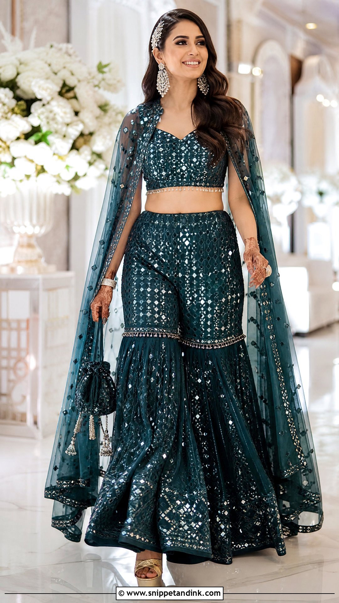 Indo Western Sharara Set With Cape - Snippet and Ink - 25 Indo Western Bridal Sangeet Outfit Ideas