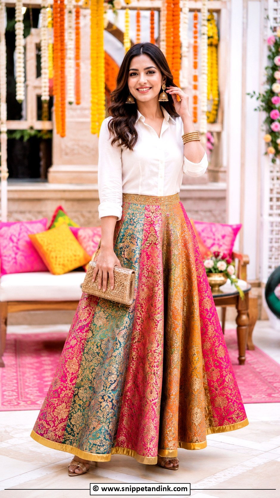 Indo Western Skirt With Shirt - Snippet and Ink - 25 Indo Western Outfits for Women Wedding