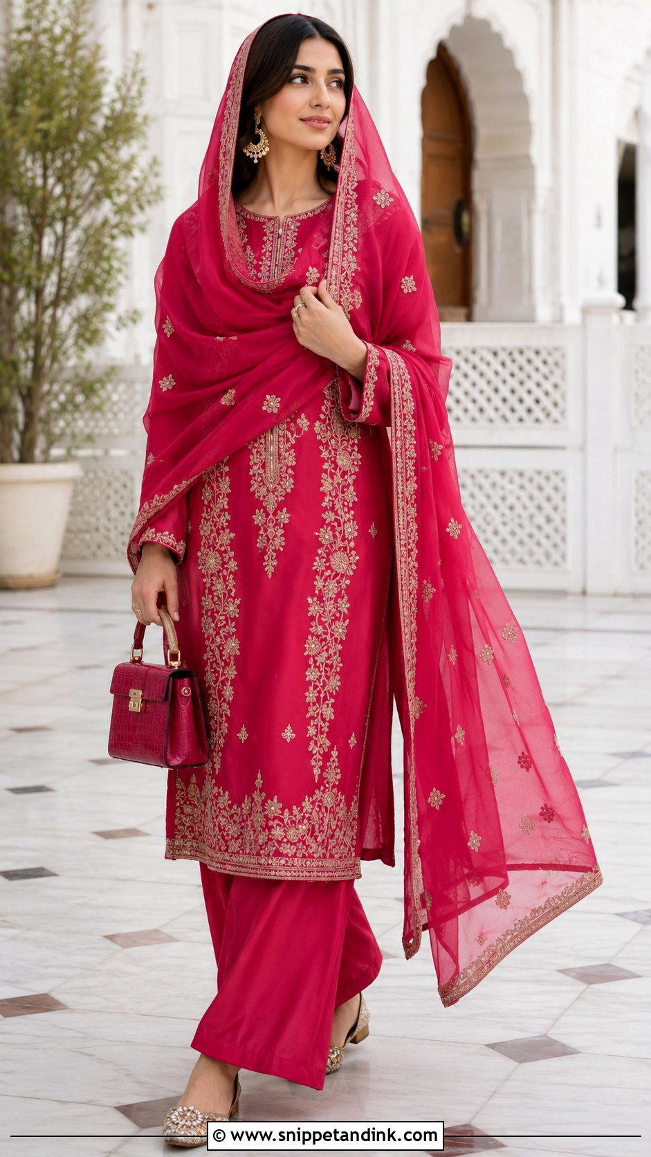 Indo Western Tunic And Wide Leg Pants For Gurdwara Wedding - Snippet and Ink - 20 Gurdwara Wedding Outfit Ideas