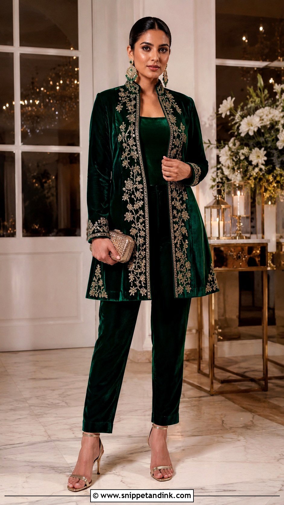 Indo Western Velvet Jacket Set - Snippet and Ink - 25 Indo Western Dress for Wedding Ideas
