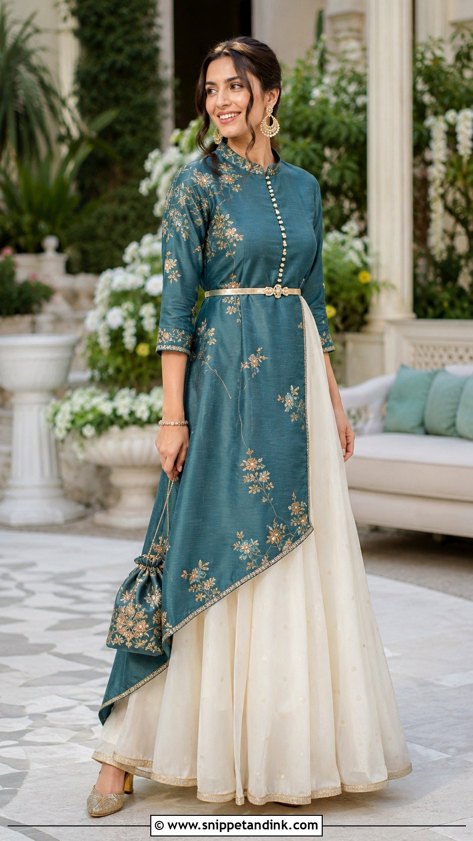 Indowestern Asymmetric Kurta And Skirt - Snippet and Ink - 20 Indowestern Wedding Dresses