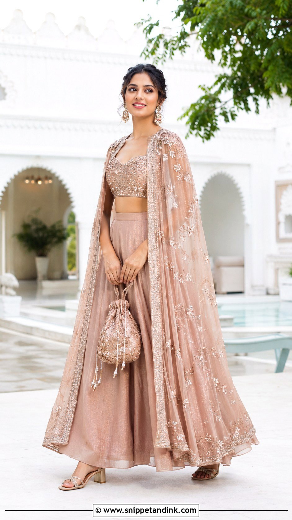 Indowestern Cape Lehenga - Snippet and Ink - 20 Indowestern Wedding Dresses