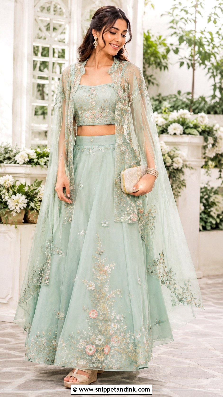 Indowestern Organza Skirt Set For Sangeet - Snippet and Ink - 25 Indowestern Outfits for Sangeet