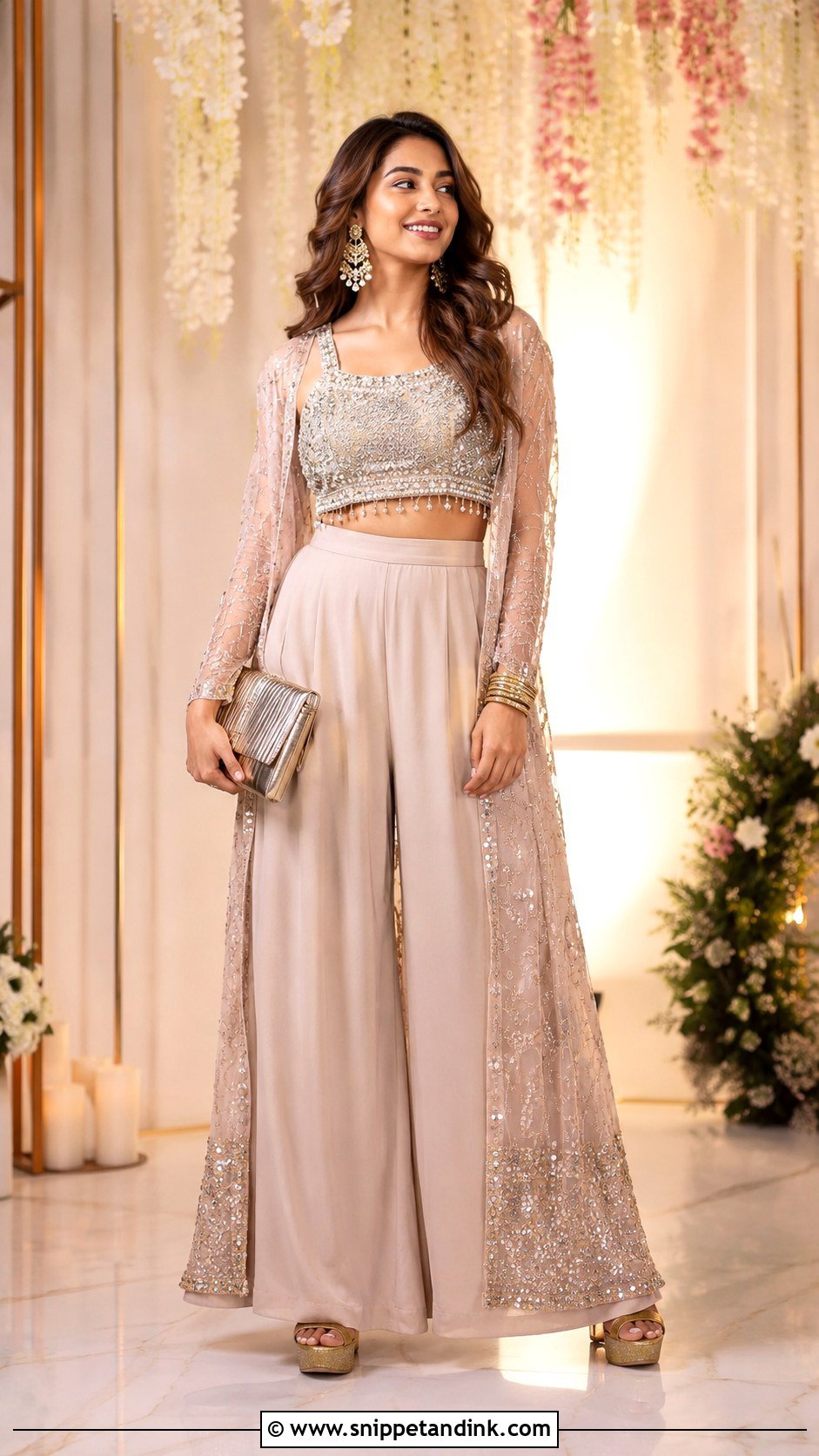 Indowestern Palazzo Set For Sangeet - Snippet and Ink - 25 Indowestern Outfits for Sangeet