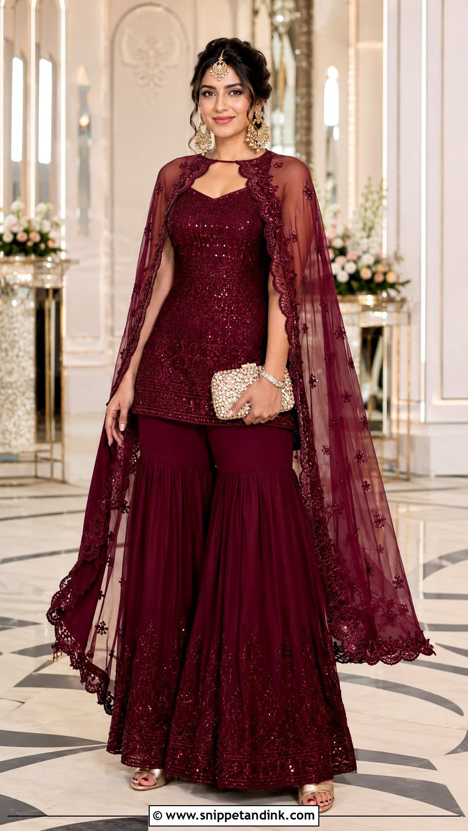 Indowestern Sharara Cape Dress - Snippet and Ink - 20 Indowestern Wedding Dresses