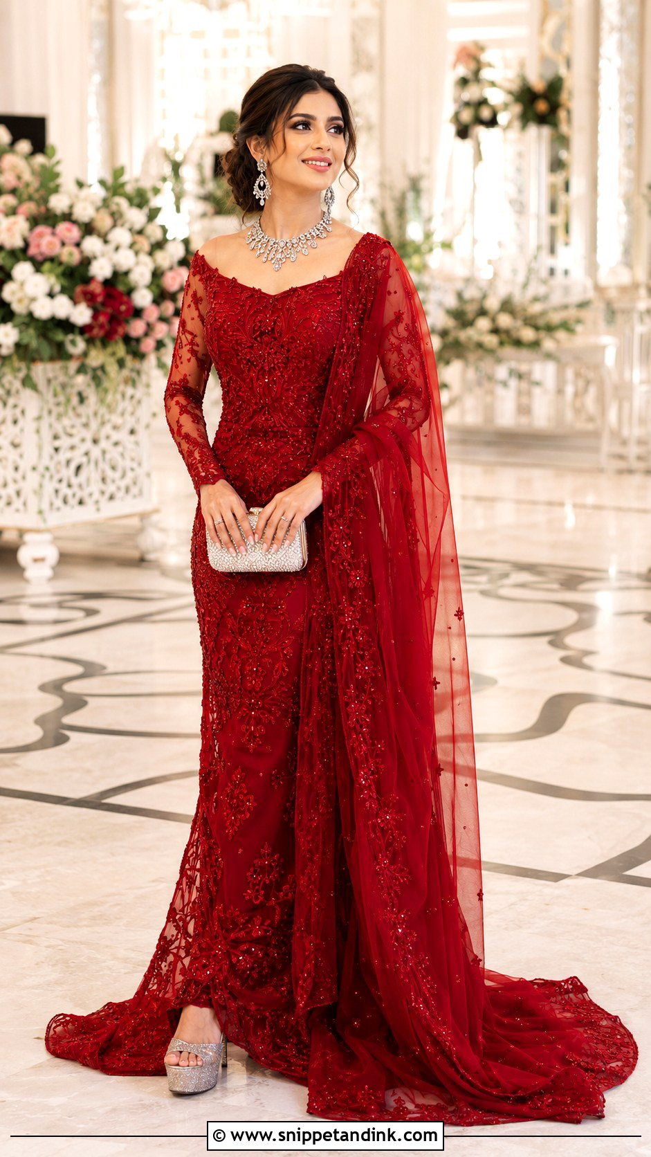Indowestern Trail Gown With Dupatta - Snippet and Ink - 20 Indowestern Wedding Dresses