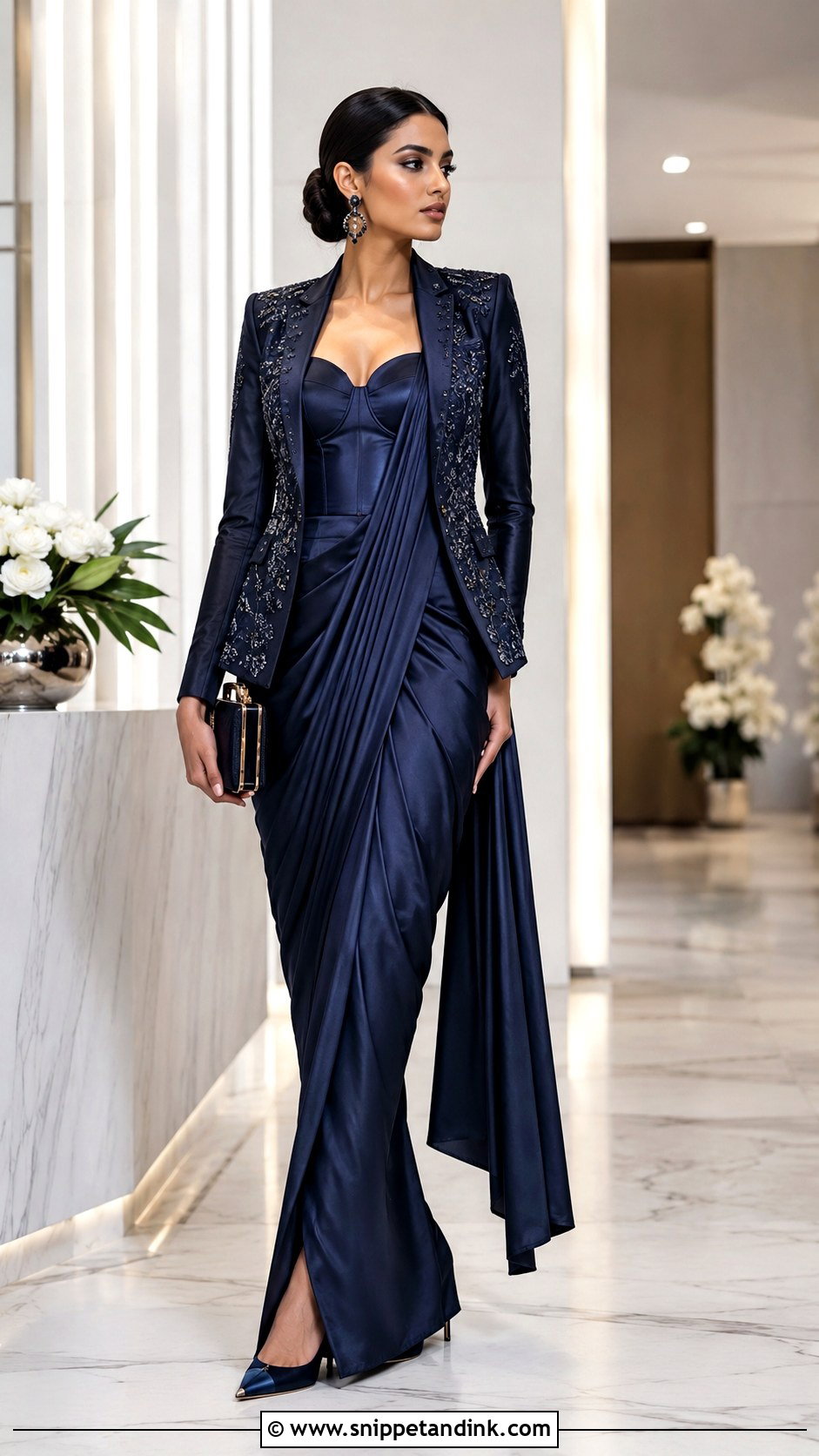 Indowestern Tuxedo Saree - Snippet and Ink - 20 Indowestern Wedding Dresses