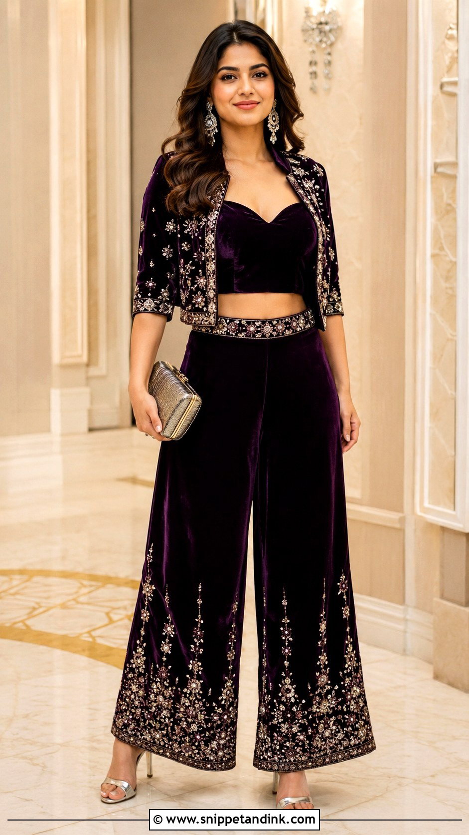 Indowestern Velvet Outfit For Sangeet - Snippet and Ink - 25 Indowestern Outfits for Sangeet