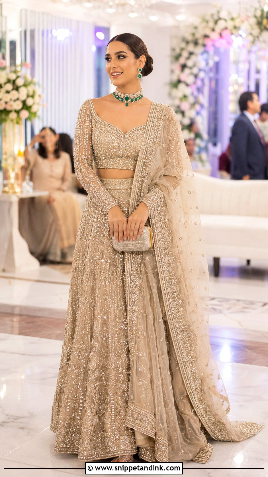 Iqra Aziz Champagne Bridal Lehenga - Snippet and Ink - 20 Iqra Aziz Wedding Dress Ideas