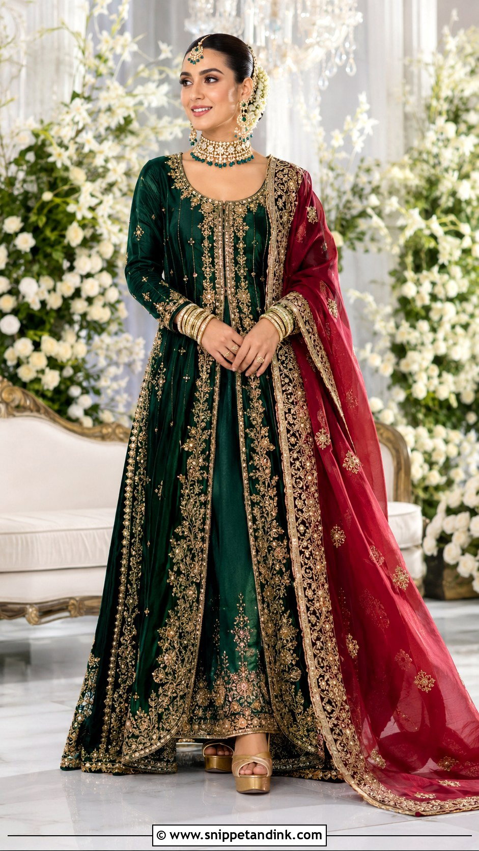 Iqra Aziz Emerald Green Pishwas - Snippet and Ink - 20 Iqra Aziz Wedding Dress Ideas