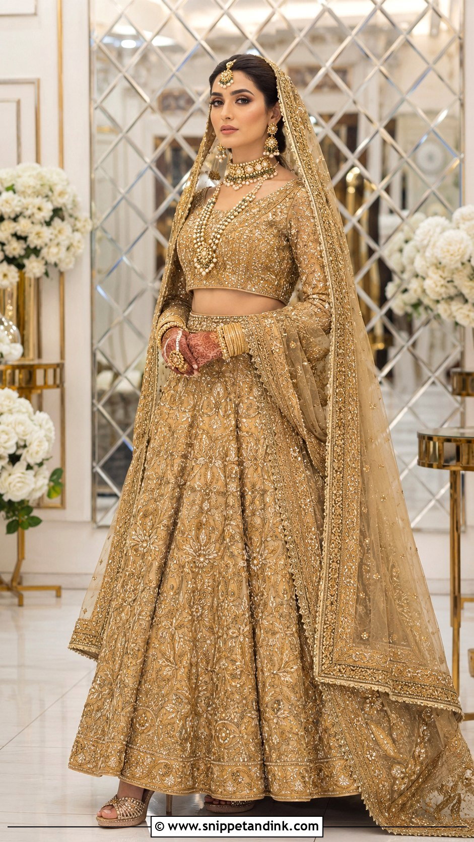 Iqra Aziz Gold Bridal Lehenga Look - Snippet and Ink - 25 Iqra Aziz Bridal Look Ideas