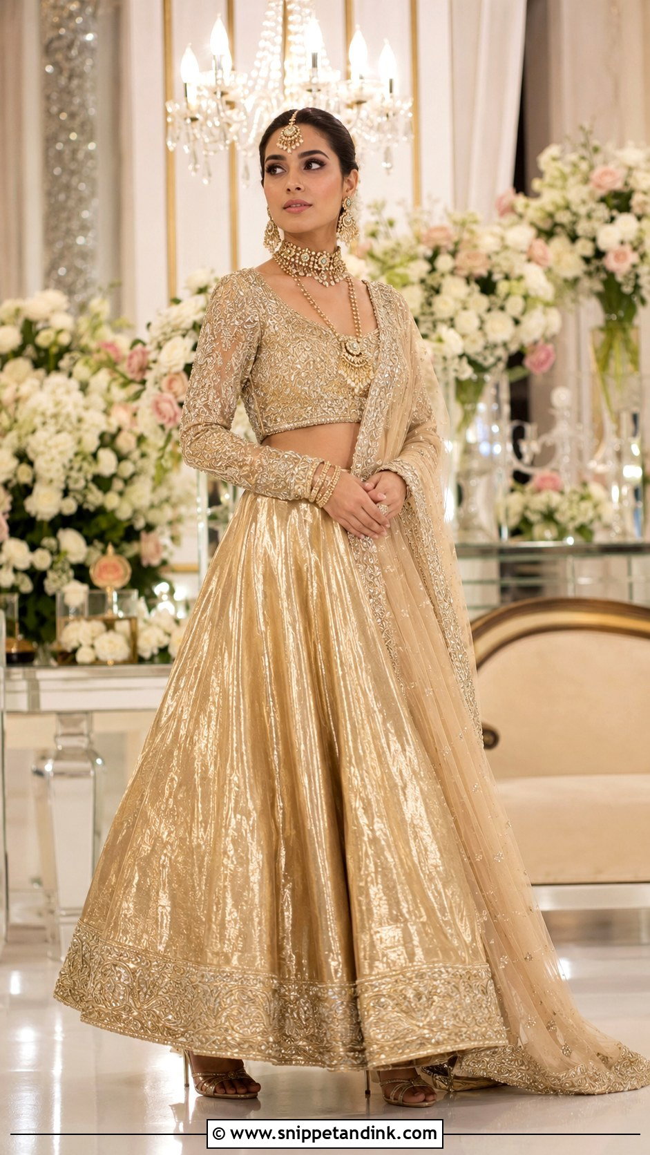 Iqra Aziz Gold Tissue Lehenga - Snippet and Ink - 20 Iqra Aziz Wedding Dress Ideas
