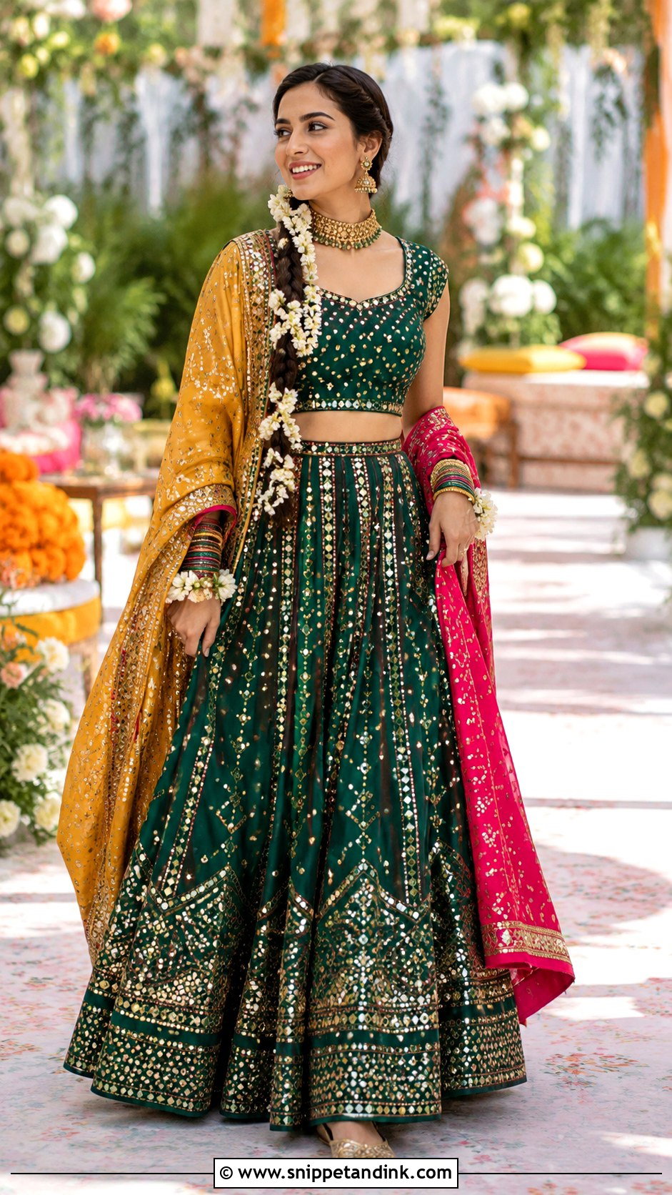 Iqra Aziz Green Mehndi Lehenga - Snippet and Ink - 20 Iqra Aziz Wedding Dress Ideas