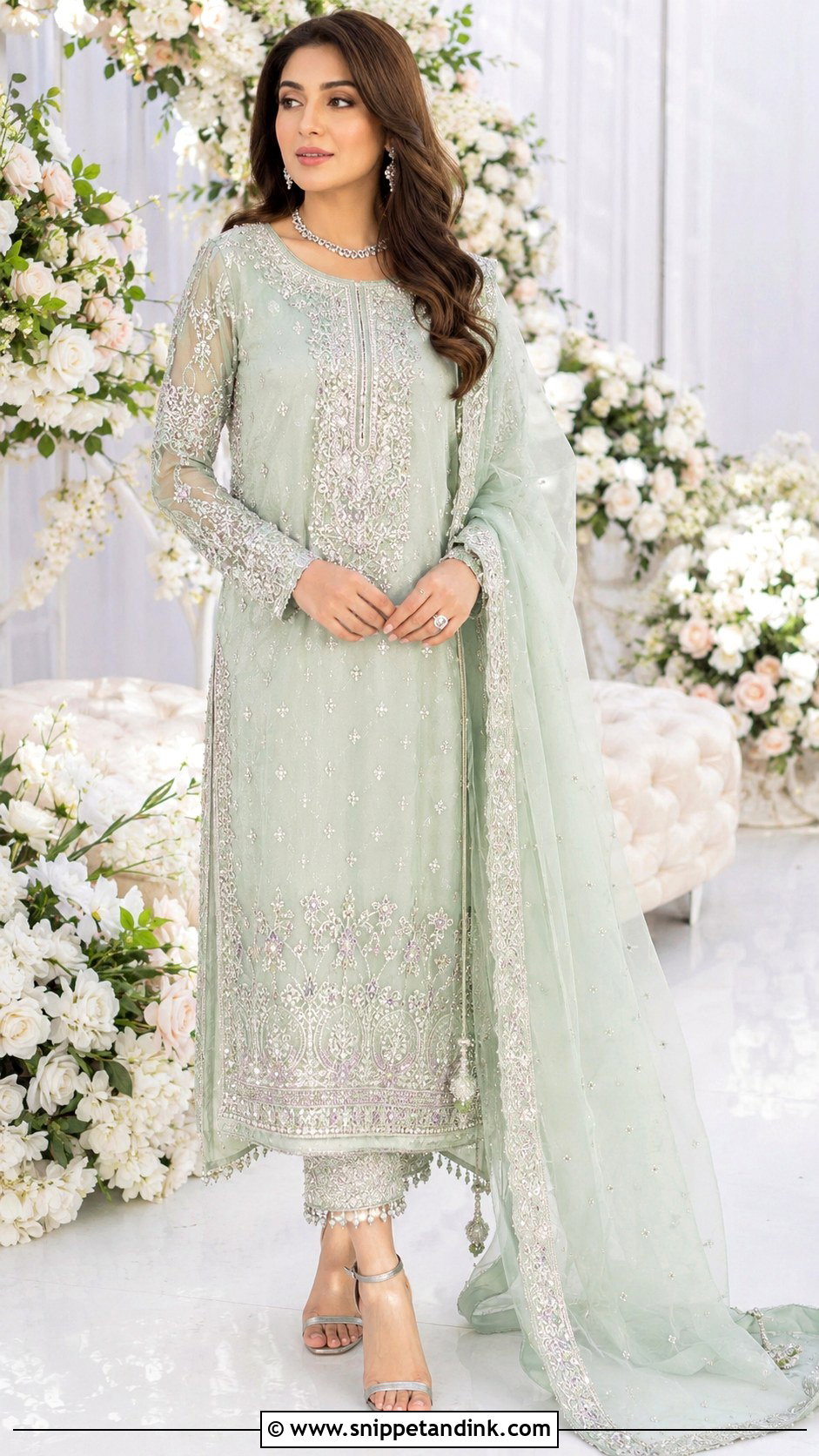 Iqra Aziz Mint Walima Dress Look - Snippet and Ink - 25 Iqra Aziz Bridal Look Ideas