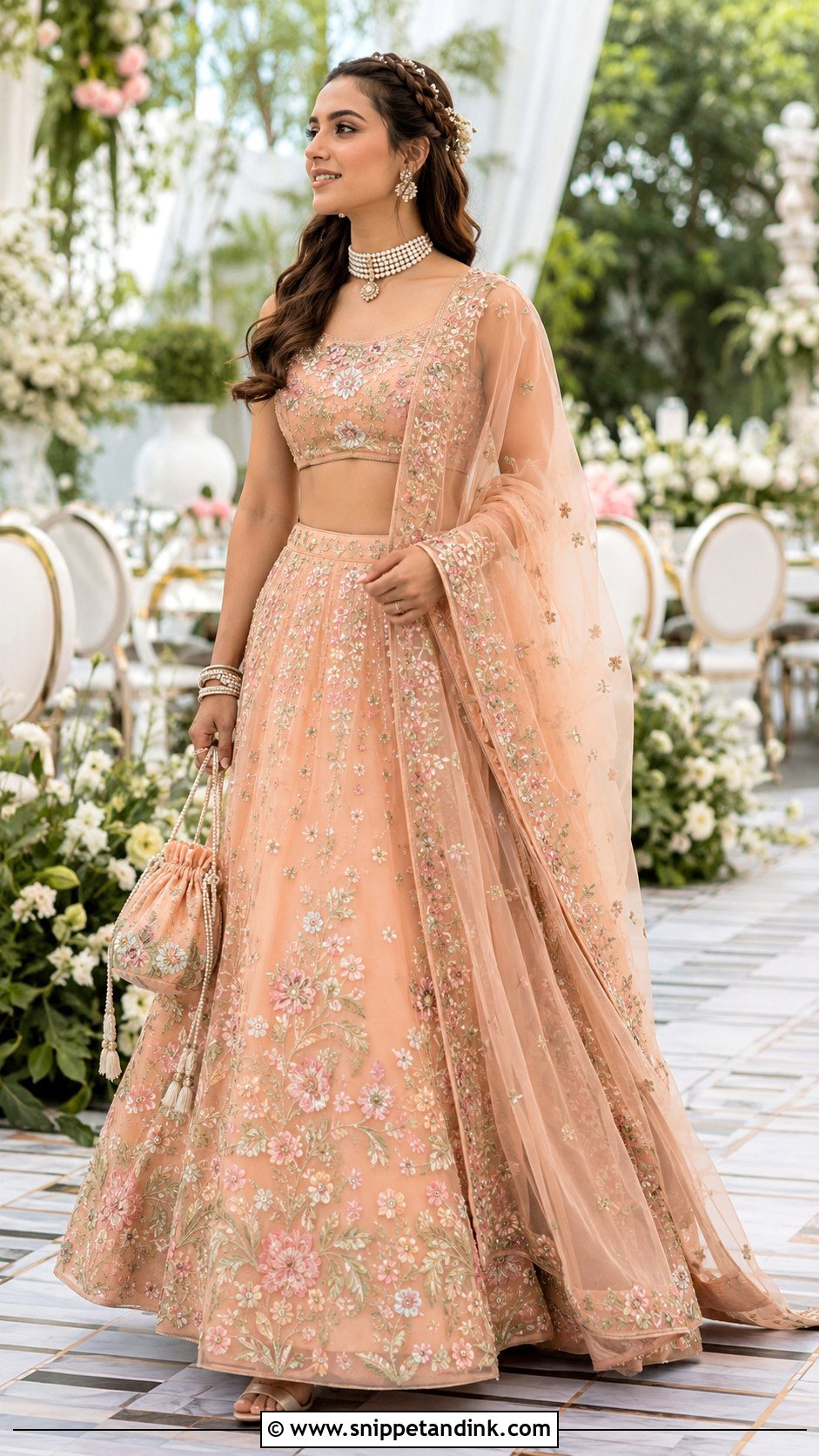 Iqra Aziz Peach Floral Lehenga - Snippet and Ink - 20 Iqra Aziz Wedding Dress Ideas