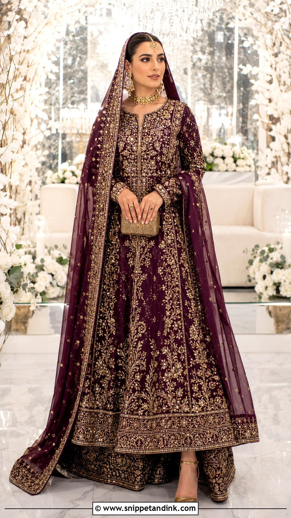 Iqra Aziz Plum Bridal Maxi - Snippet and Ink - 20 Iqra Aziz Wedding Dress Ideas