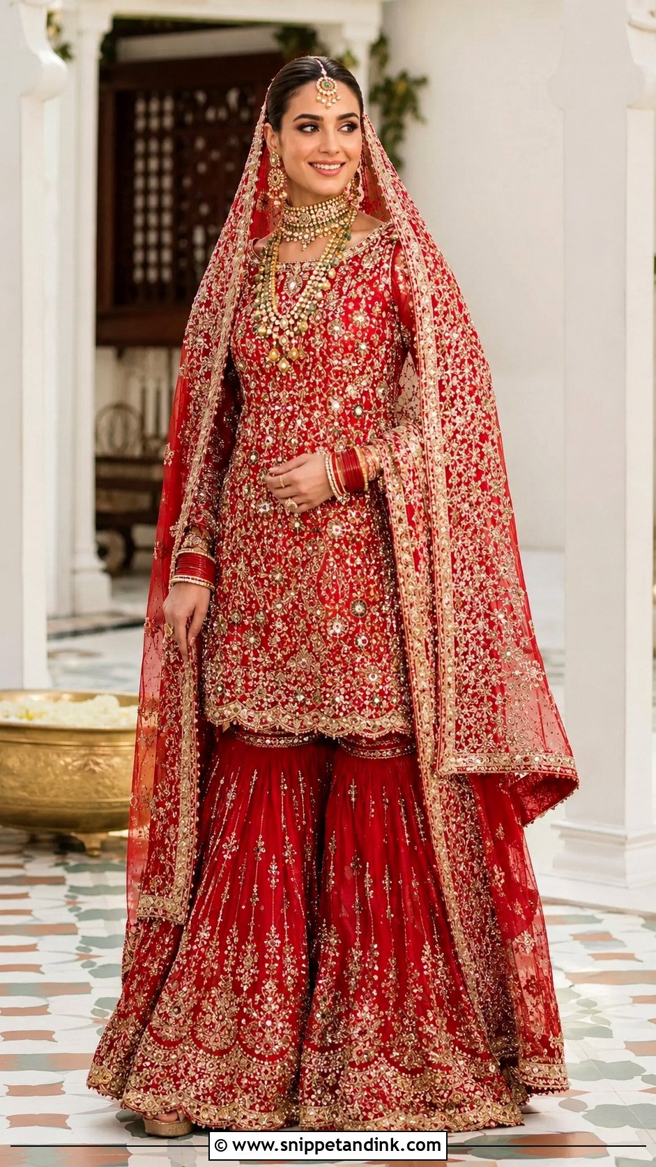 Iqra Aziz Red Bridal Sharara - Snippet and Ink - 20 Iqra Aziz Wedding Dress Ideas